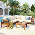 GO 4 Pieces Outdoor Acacia Wood Sofa Set with Coffee Table