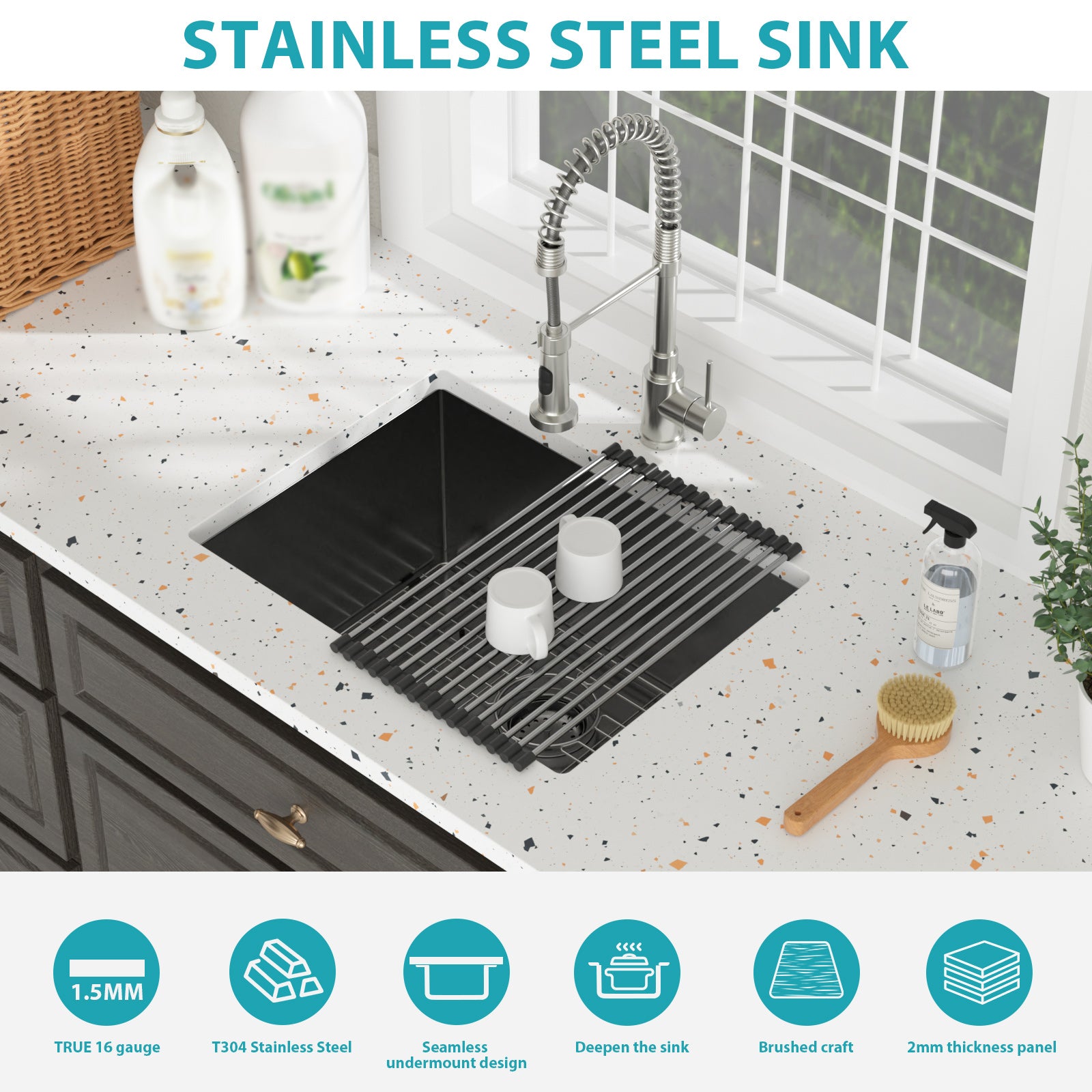 Laundry Sink 24 Inch - Undermount Gunmetal
