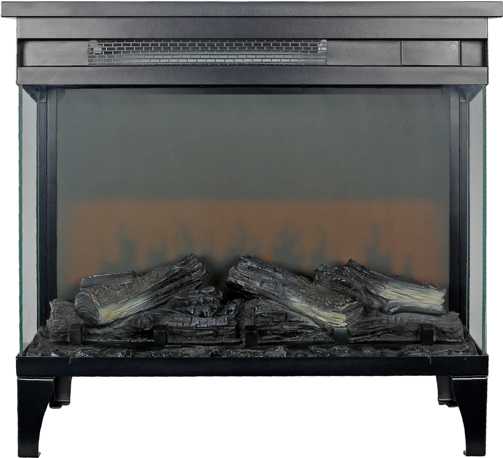 24 Inch Three Sided Glass Electric Fireplace with Feet