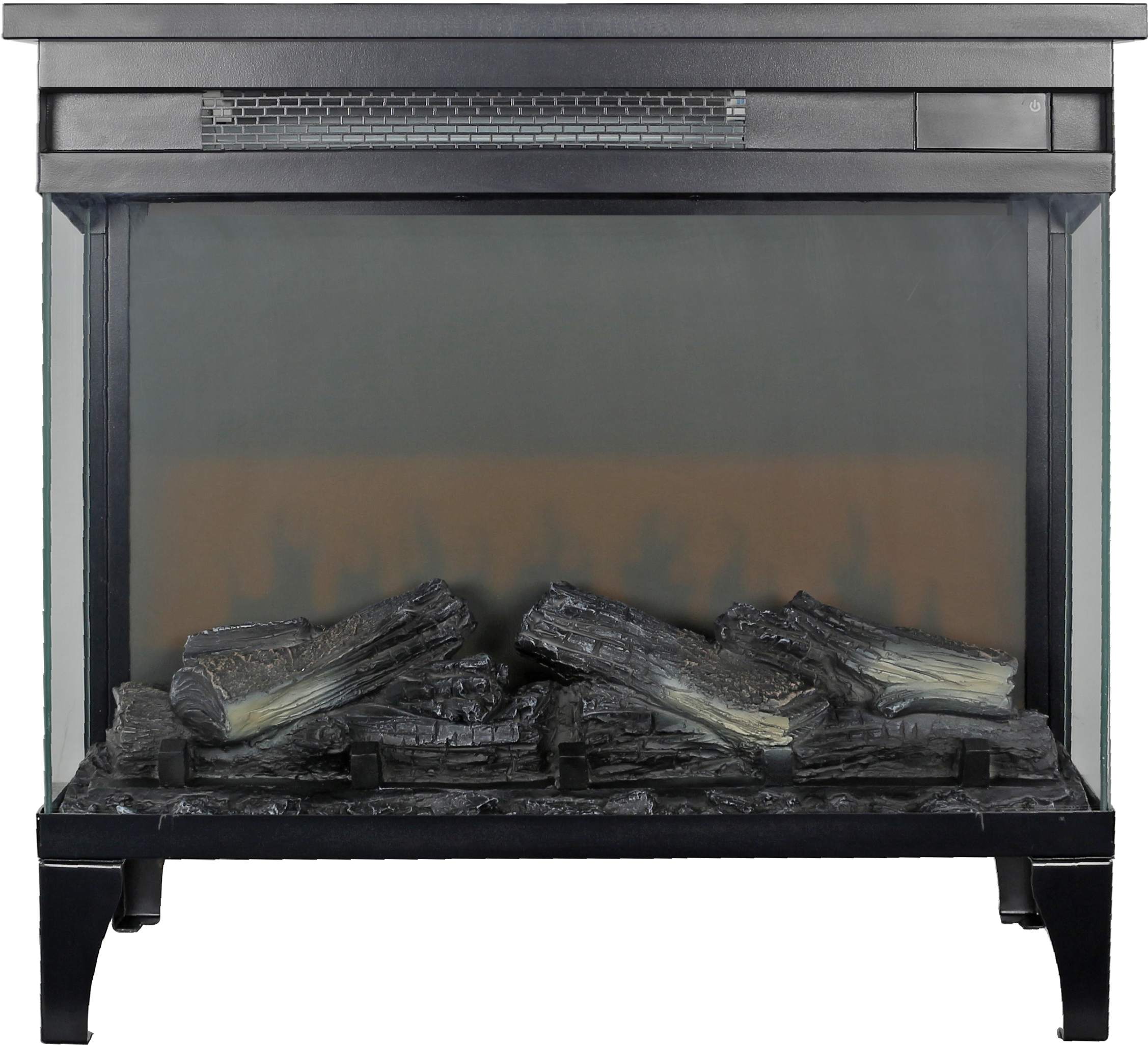 24 Inch Three Sided Glass Electric Fireplace with Feet