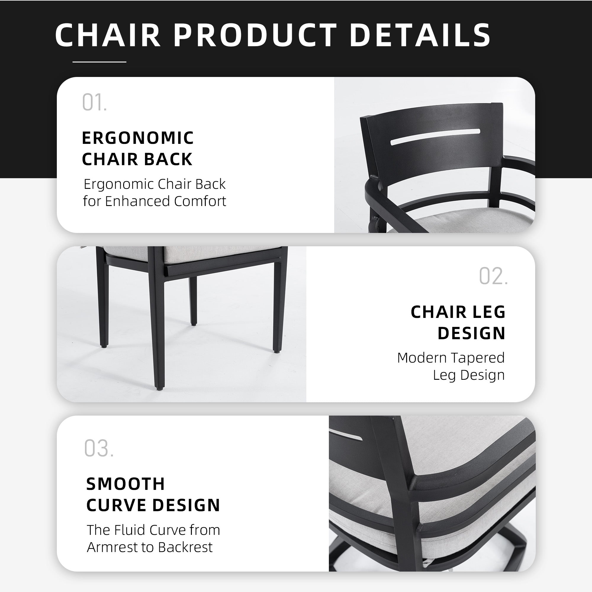 Modern 7PC Outdoor Patio Aluminum Dining Set