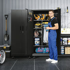 Rolling Metal Storage Locker Cabinet with Lockable Doors