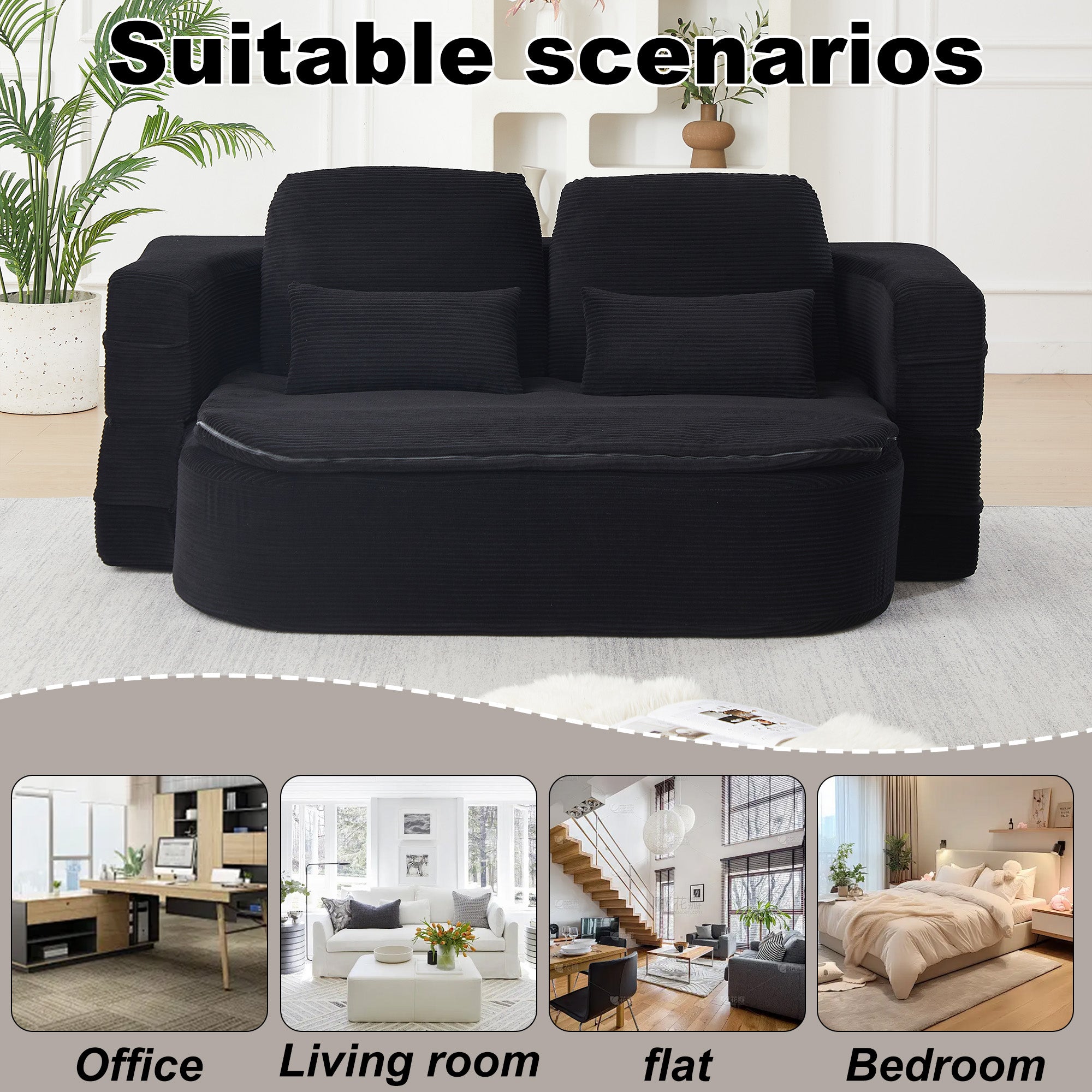 75'' 2-in-1 Foldable Sofa Bed