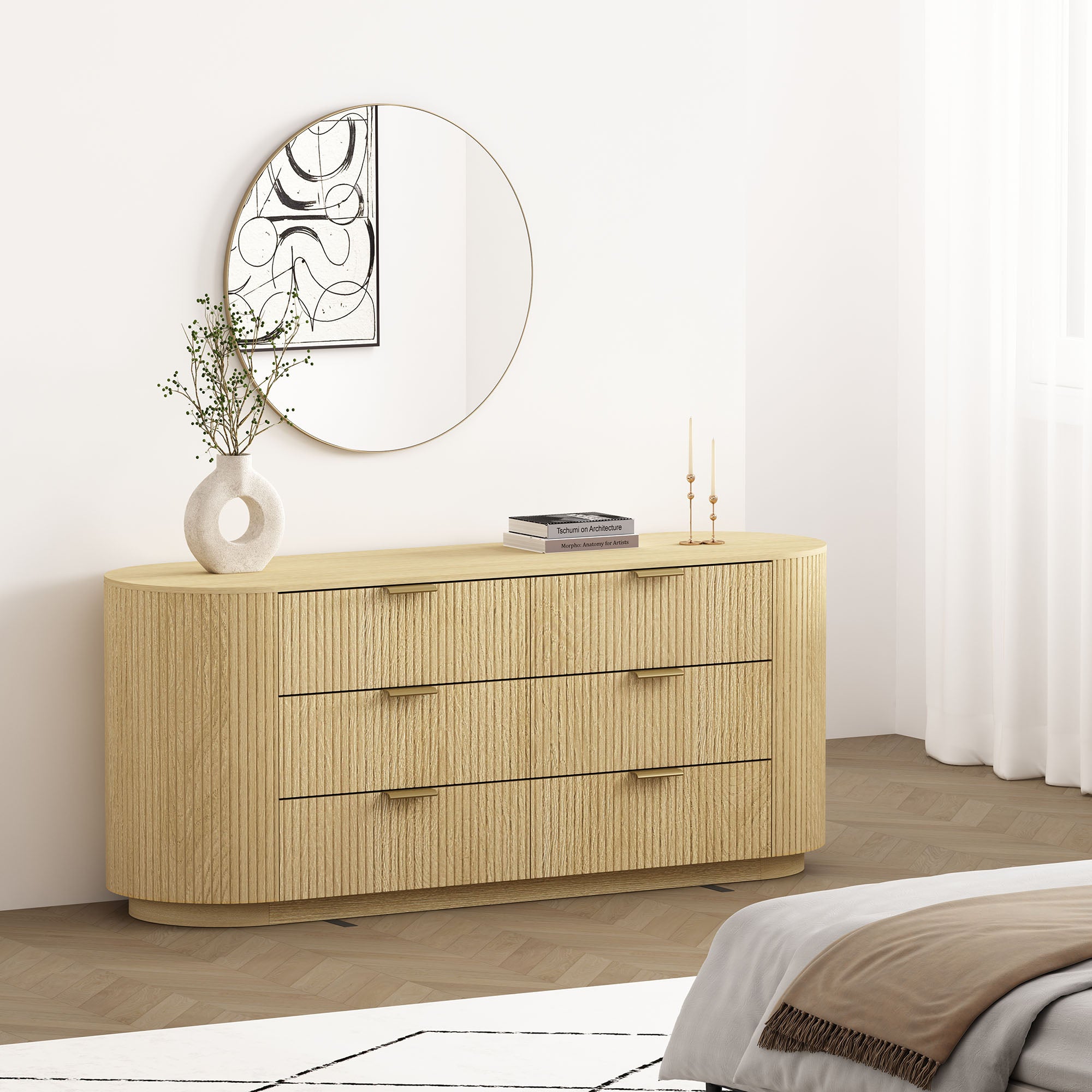 Olivia Modern 71.3" Double Dresser with 6 Drawers