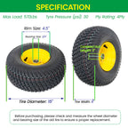 Set of 2 Lawn Mower Tires and Wheel Assembly