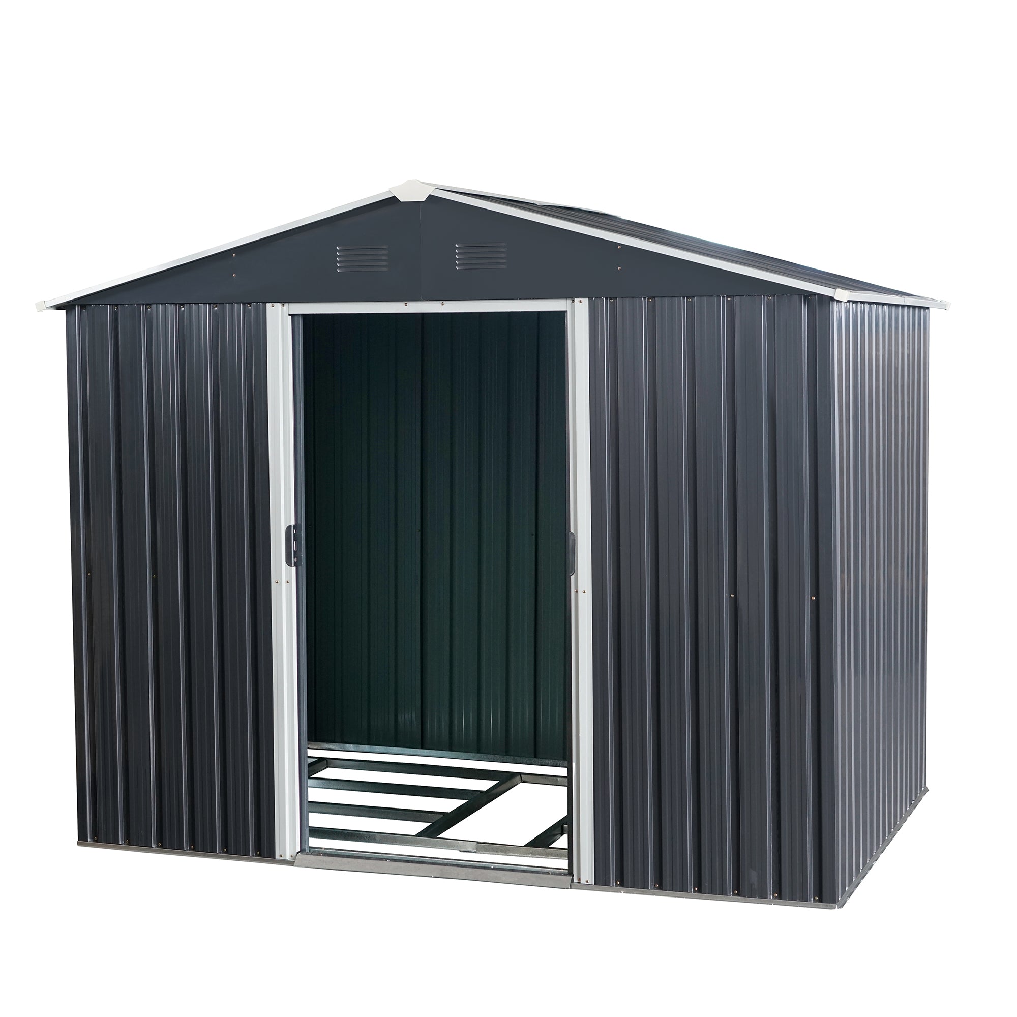 8ft x 6ft Outdoor Metal Storage Shed with Metal Foundation