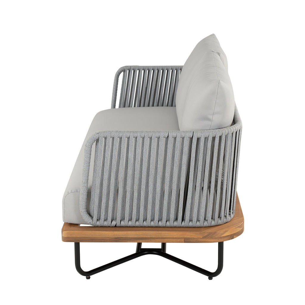 Lucca Outdoor Acacia Wood Rope Woven Sofa Sectional Set