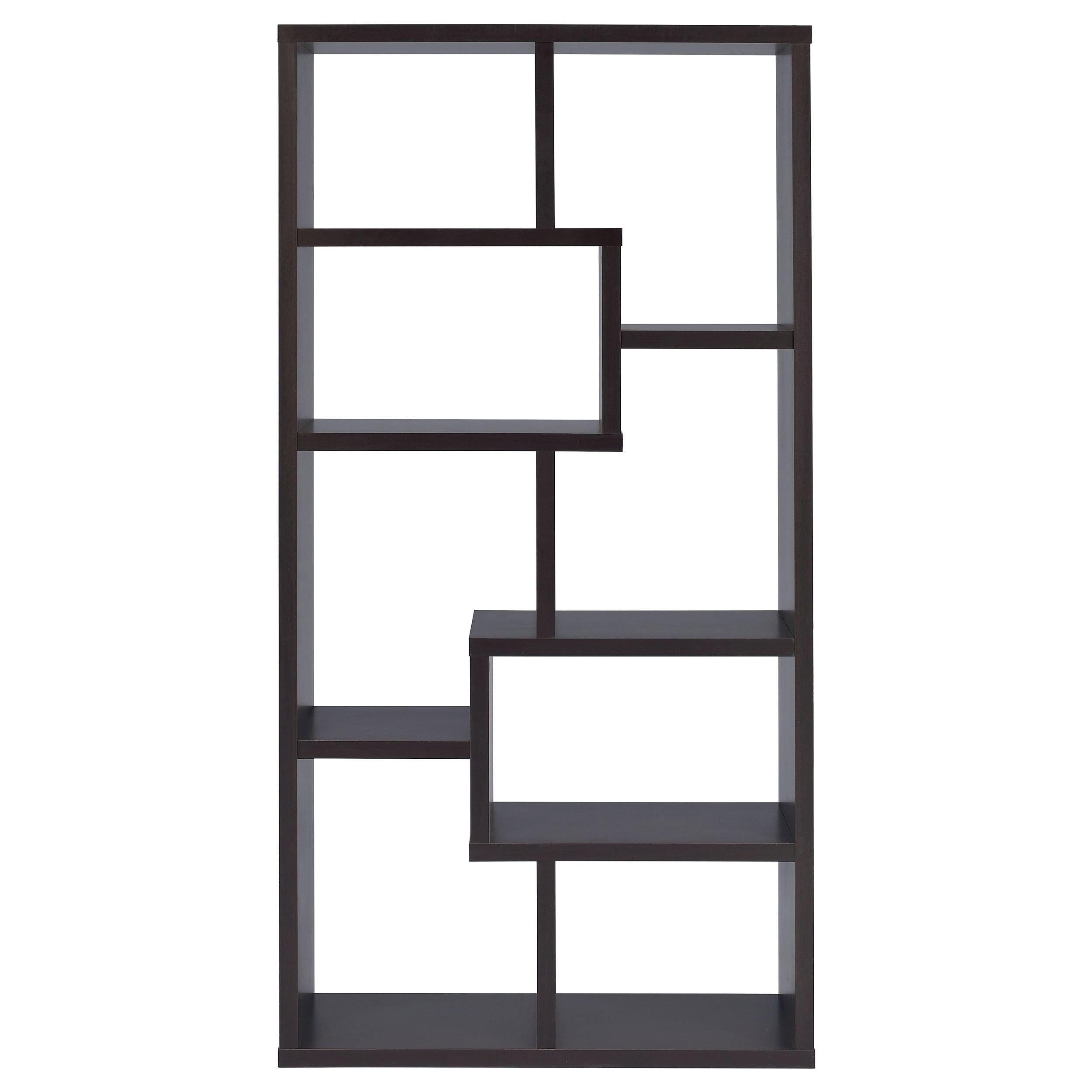 8-Shelf Cappuccino Geometric Bookcase