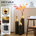 3-Piece Handcrafted Metal Floor Vase Set