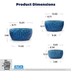 Handmade Ceramic Planter Set of 3, 15"/12"/10" Diameter, Glossy Lake