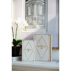 Set of 2 Botanical Green and White Book Boxes