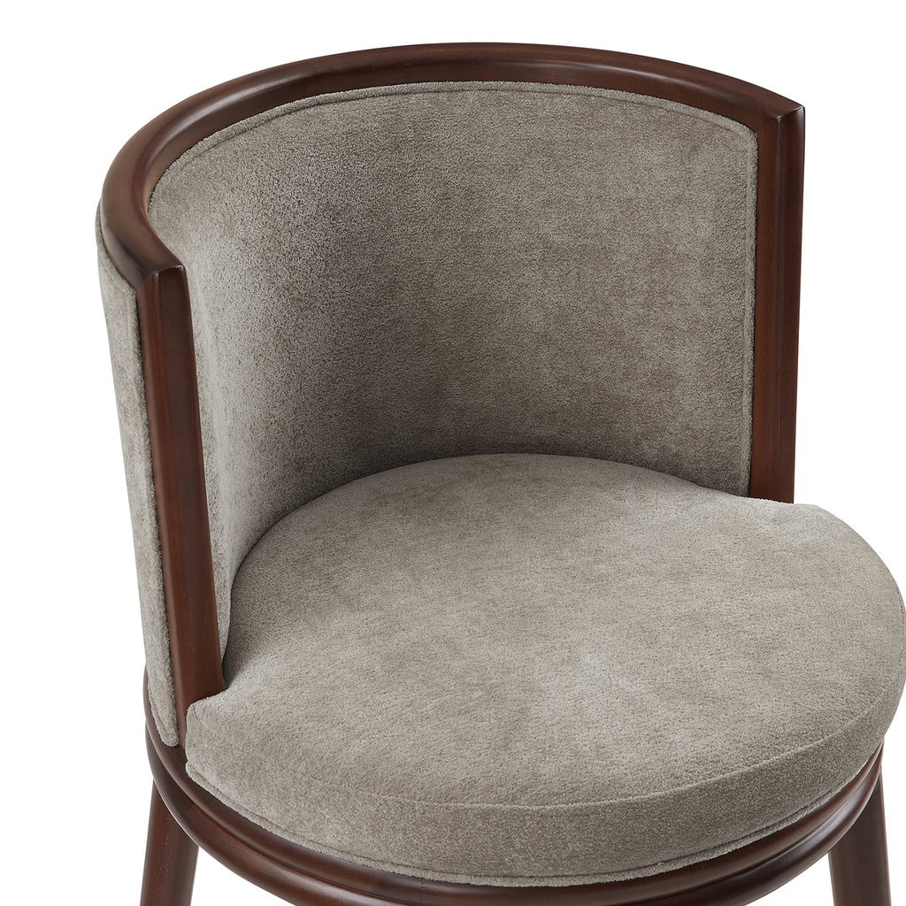 Evalyn Dove Textured Chenille Barstool with Beech Wood Legs