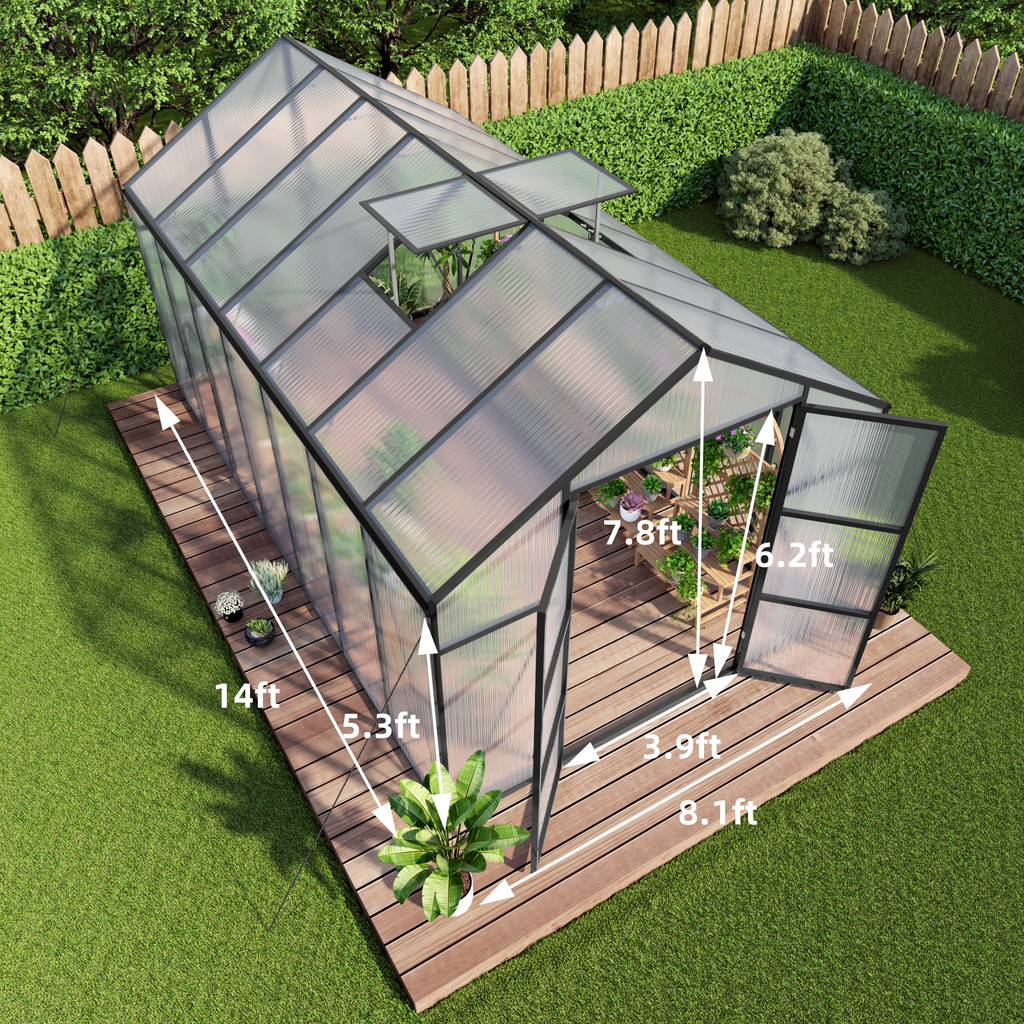 8x14 FT Aluminum Greenhouse for Outdoor Use