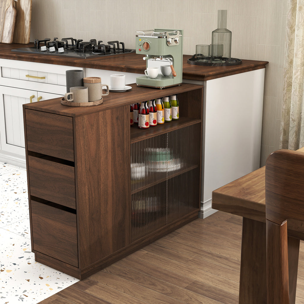 Kitchen Sideboard with Glass Sliding Doors