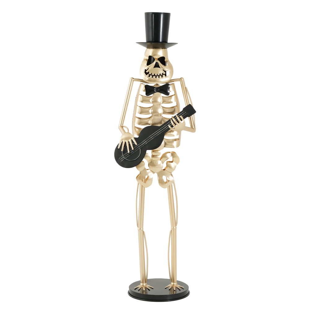 Metal Skeleton Musician Statue