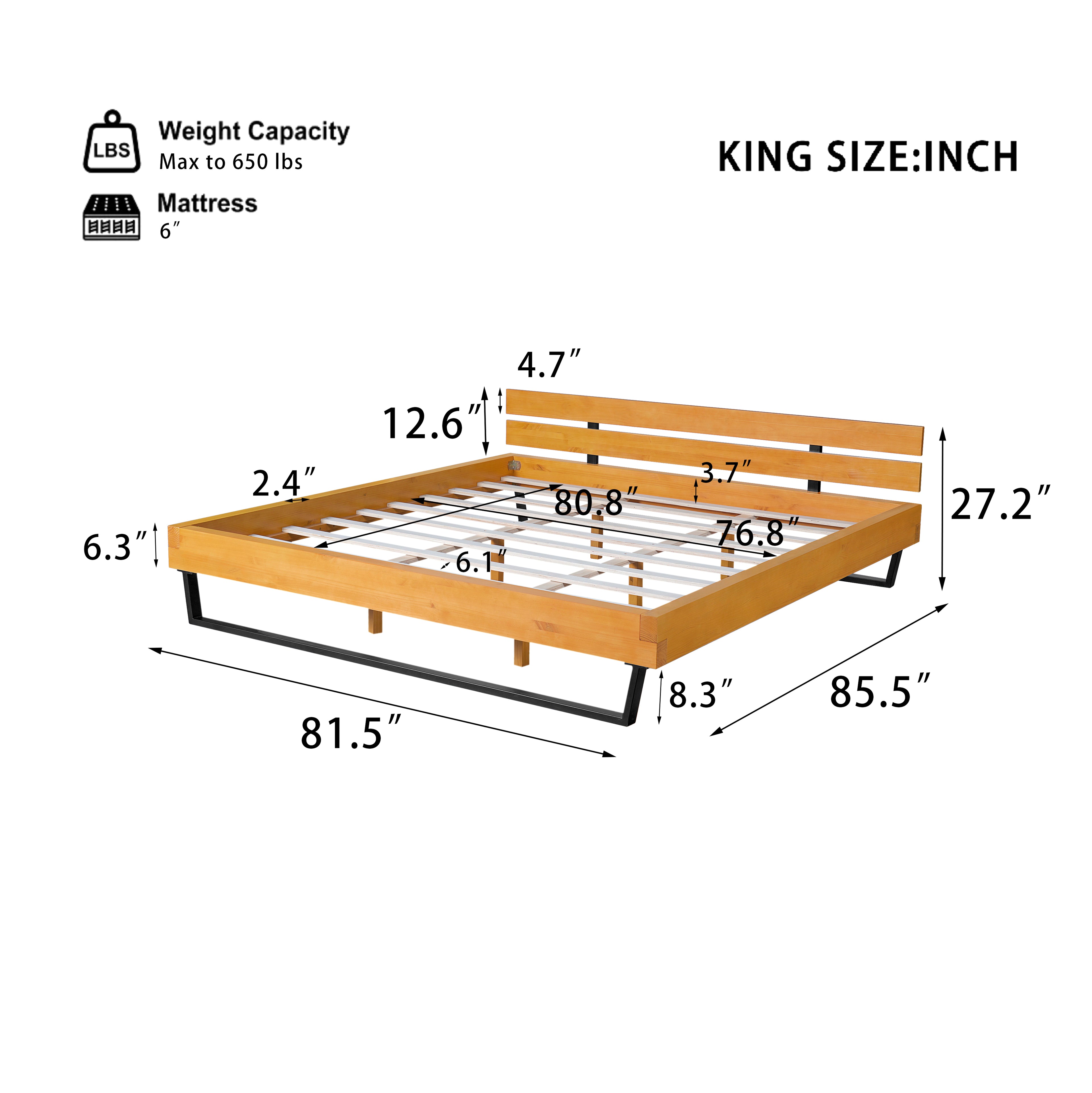 Pine Wood Bed Frame King Size