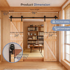 8 Ft Double Sliding Barn Door Track and Handle Hardware Kit