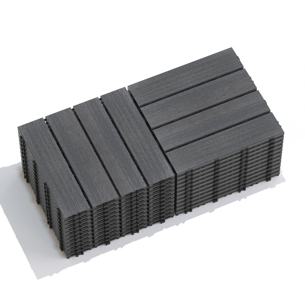WPC Wood-Plastic Composite Patio Floor Tiles - Pack of 22