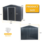 8ft x 6ft Outdoor Metal Storage Shed with Metal Foundation