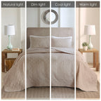3 Piece Reversible Bedspread Set Khaki Full/Queen
