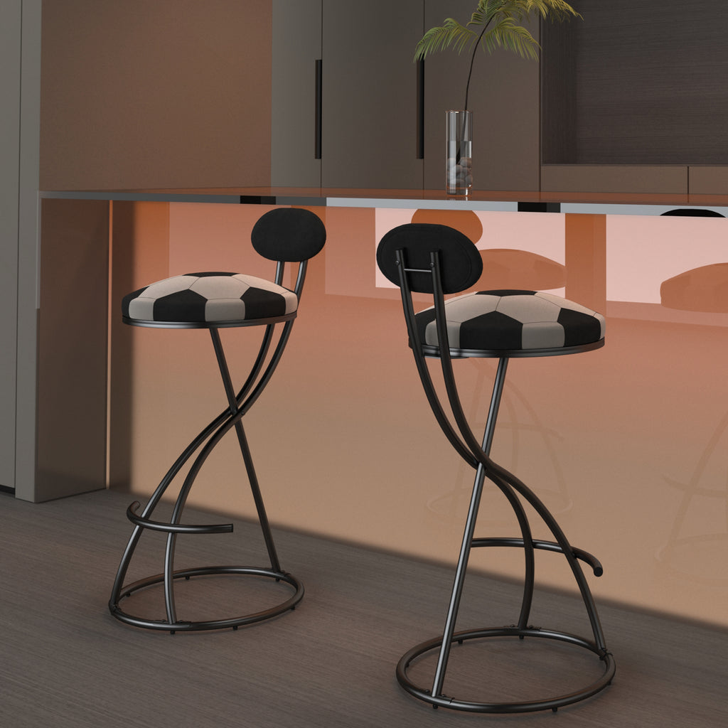 Upholstered S-Shaped Barstools Set of 2