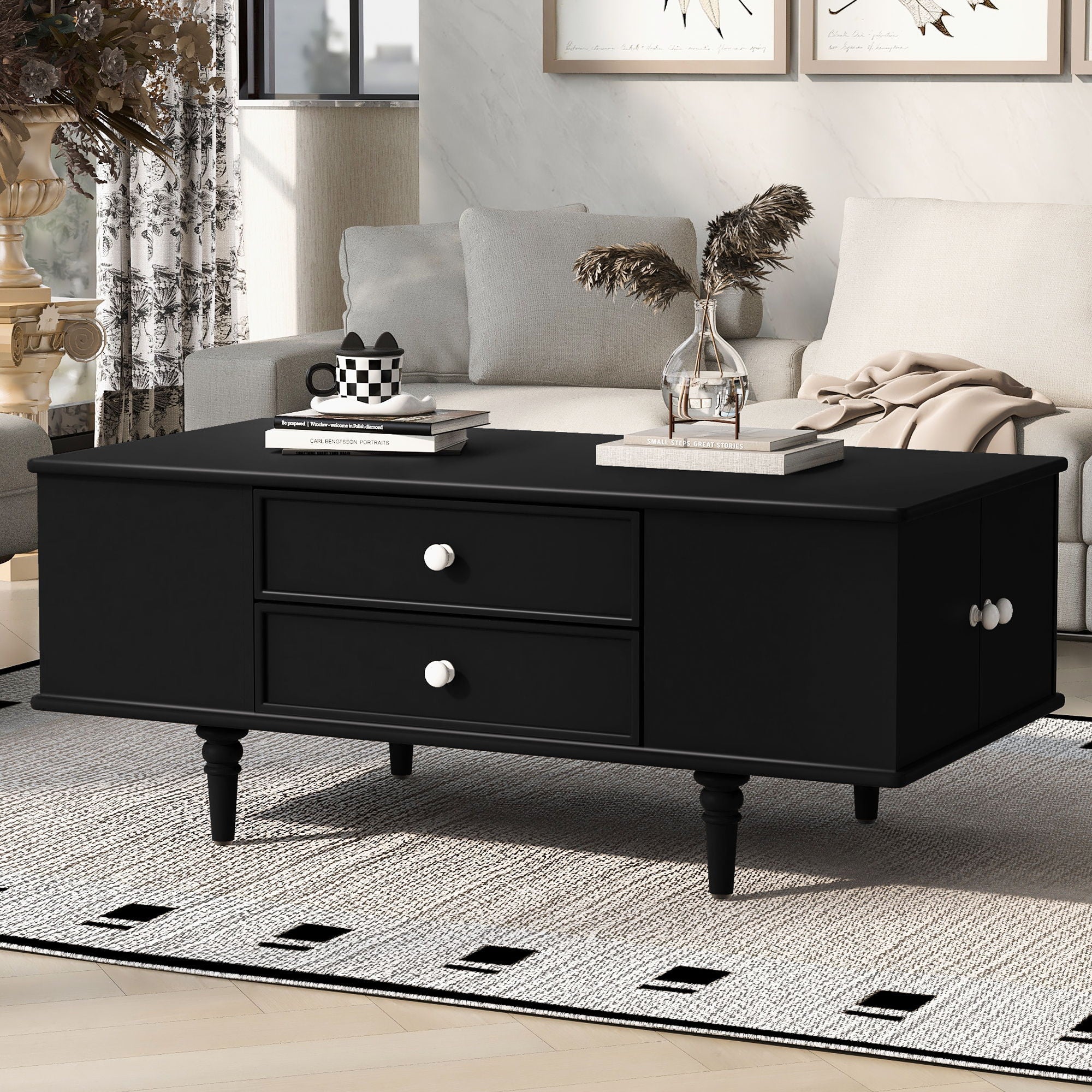 Modern Rectangle Coffee Table With Four Drawers