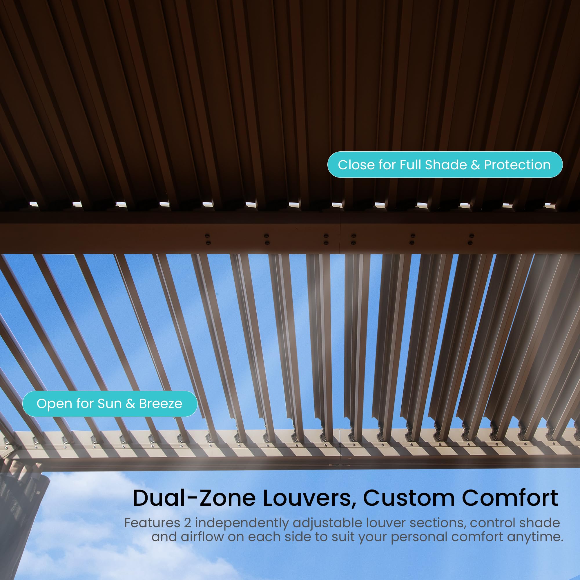 10x10 FT Outdoor Louvered Pergola with Adjustable Louvers
