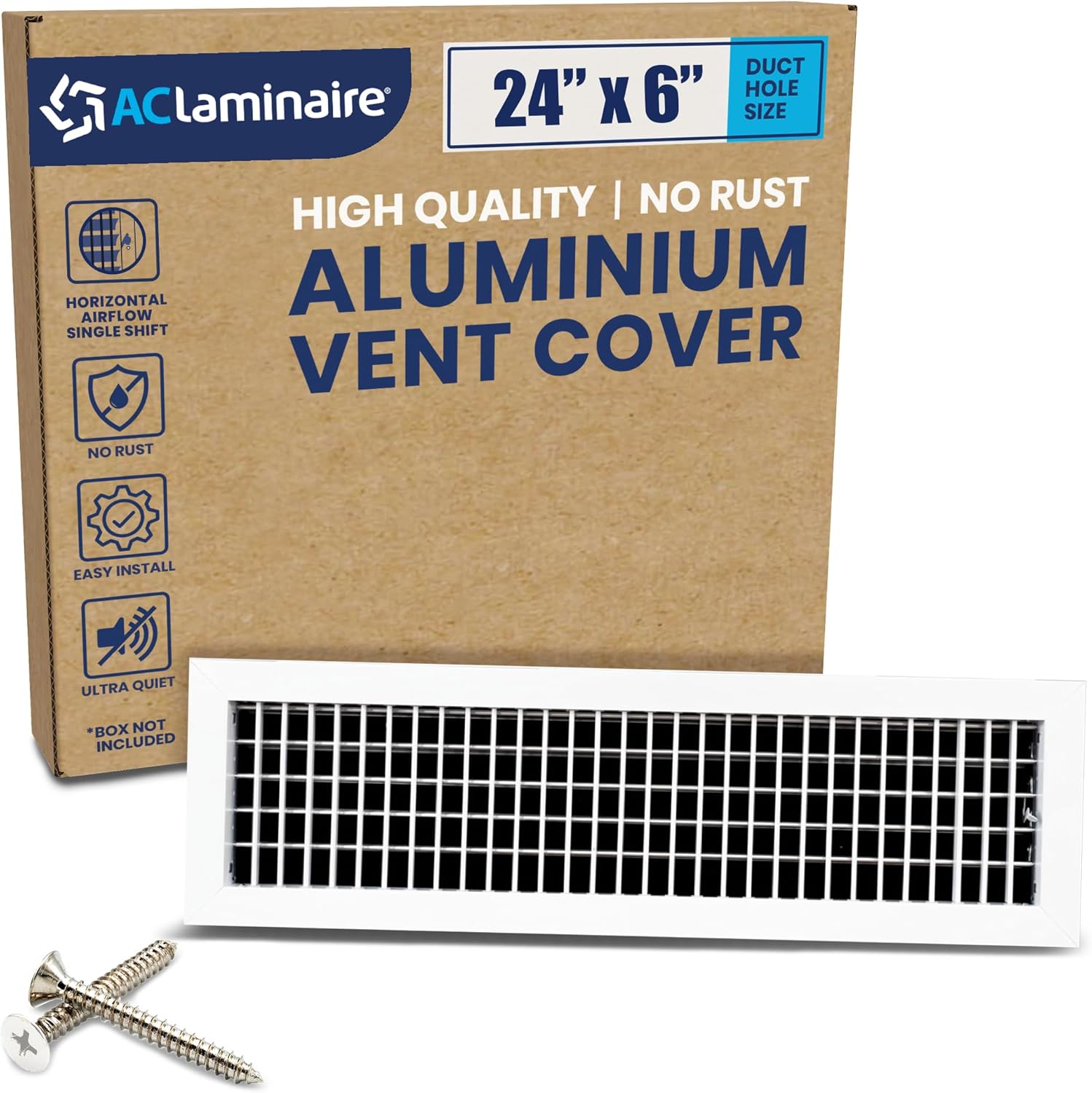 AC Register Vent Cover 24X6 Inch - Adjustable Aluminum HVAC Grille