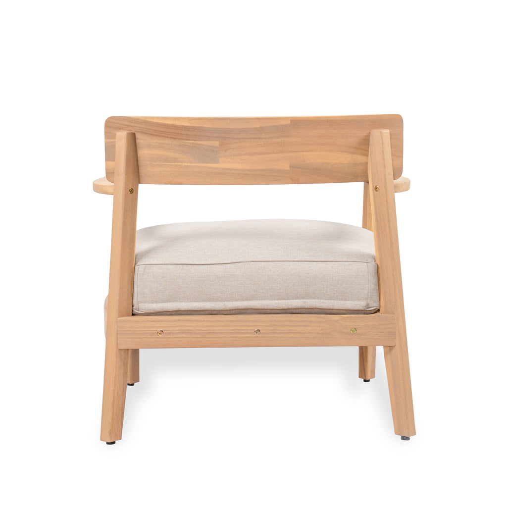 Mallorca Acacia Wood Club Chair With Seat Cushion, Set of 1