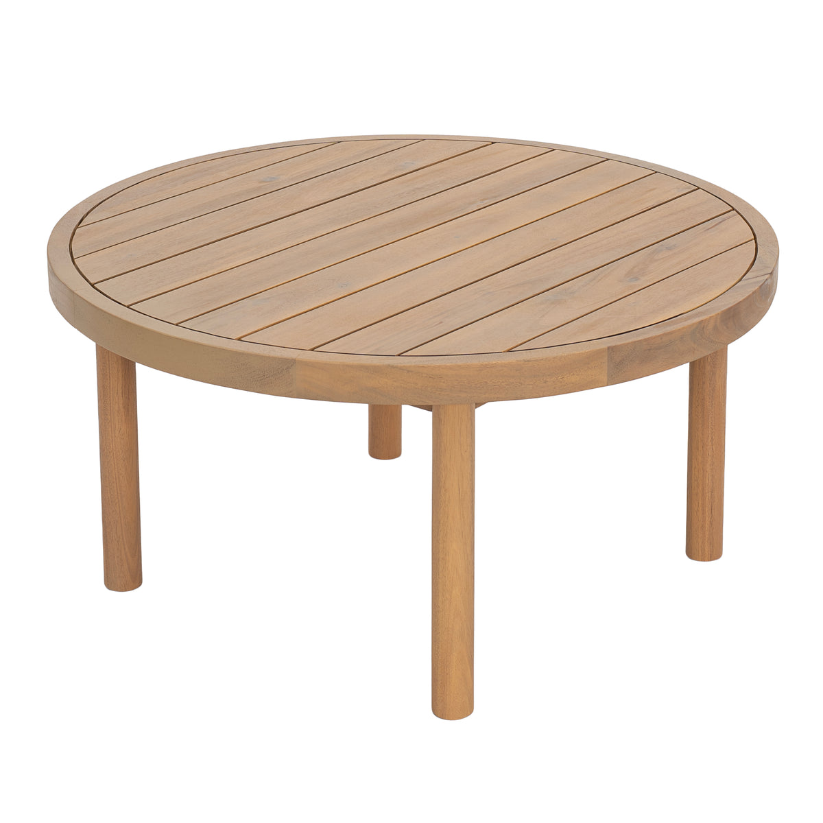 2-Piece Outdoor Acacia Wood Patio Loveseat Conversation Set, Light Brown