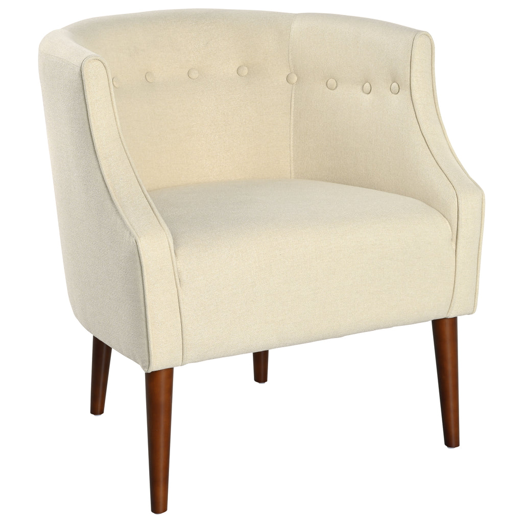 Modern Club Chair with Button-Tufted Back & Tonal Piping