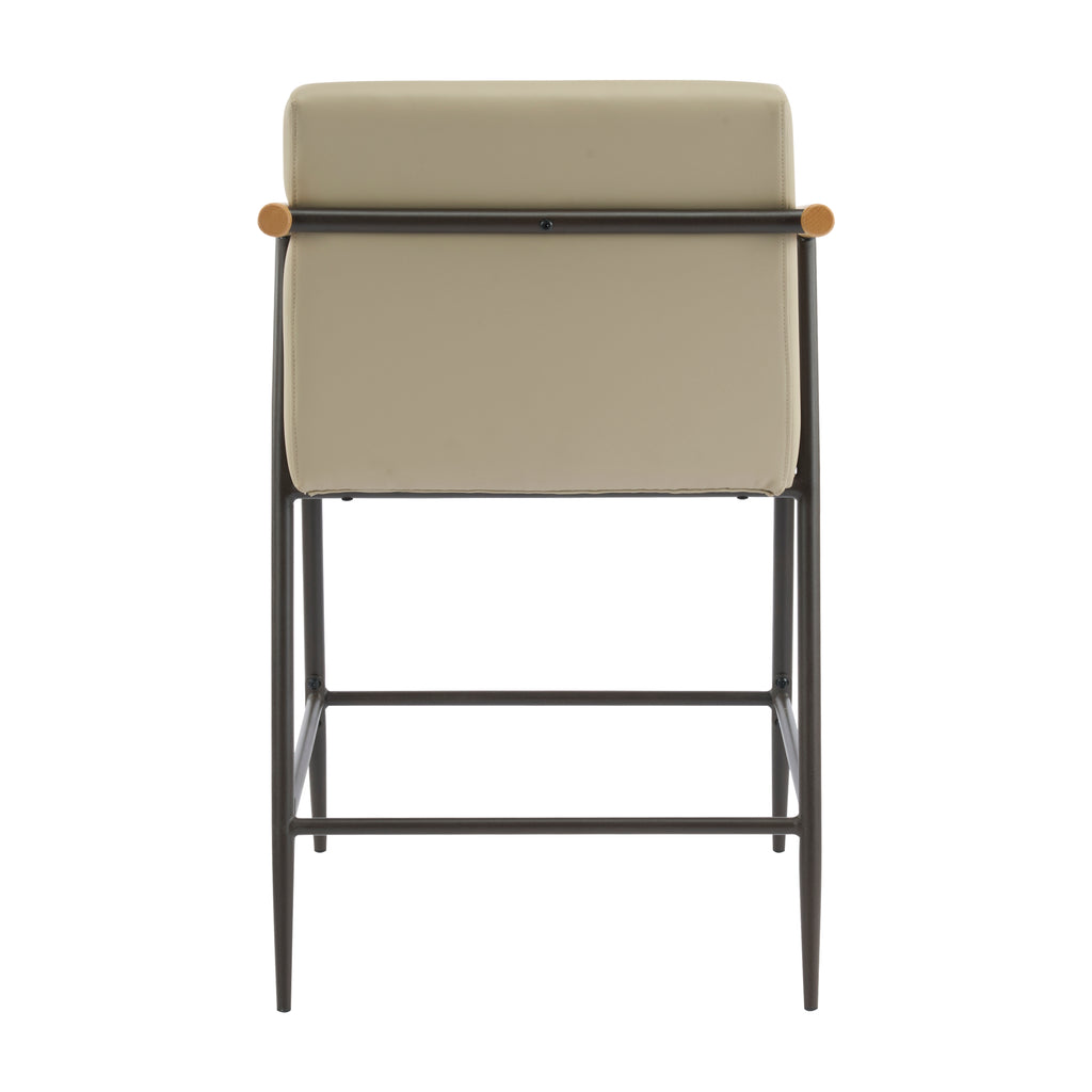 Counter Stool with Iron Frame - Set of 2 - Espresso + Khaki