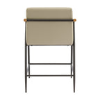 Counter Stool with Iron Frame - Set of 2 - Espresso + Khaki