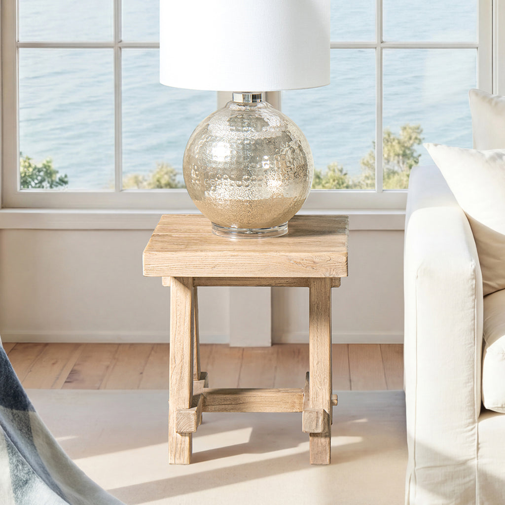 Hawthorne 18" Square Reclaimed Elm Trestle Side Table