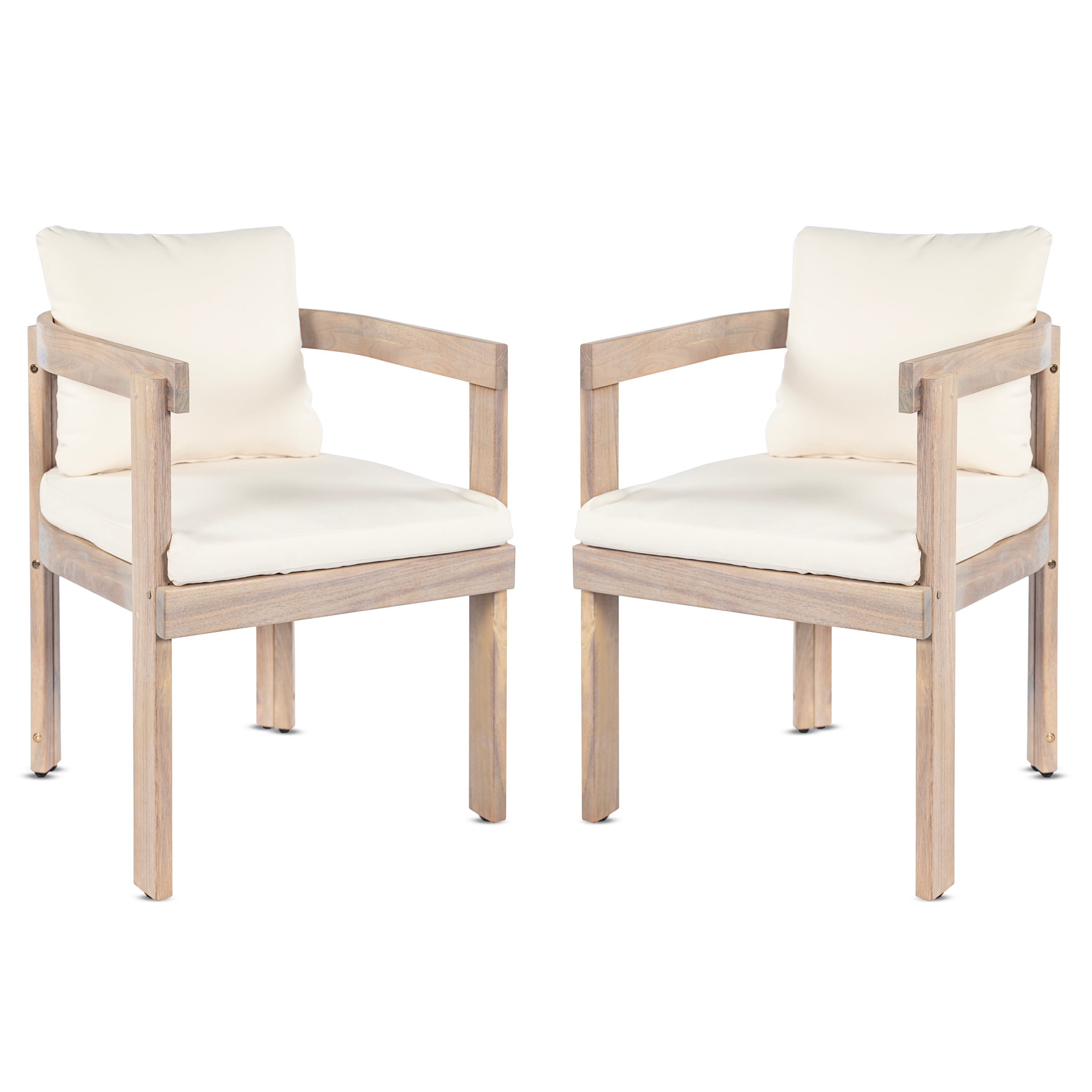 Acacia Wood Dining Chairs Set of 2, Armchairs with