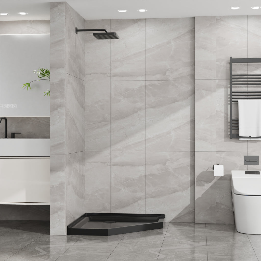 Goodyo 36 in. Corner Drain Neo-Angle Shower Base