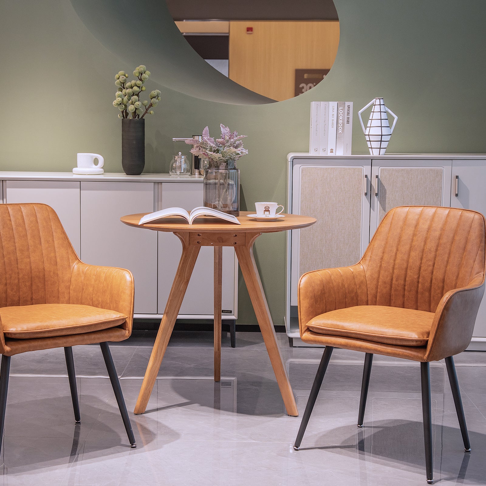Faux Leather Dining Chair Set of 2