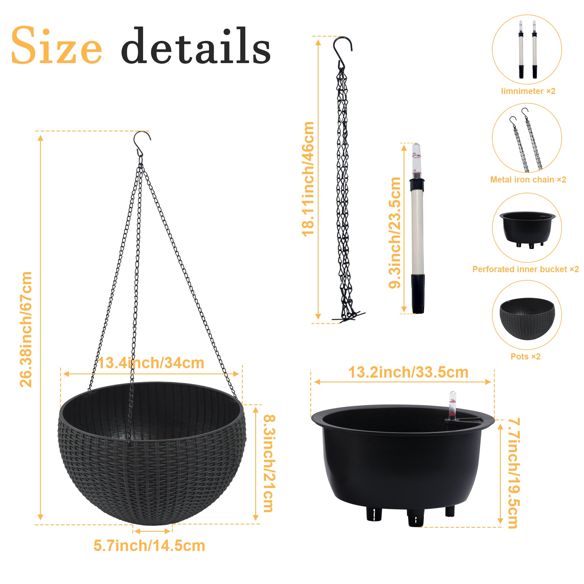 Self-Watering Hanging Rattan-Inspired Planter (Pack of 2)