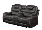 Braylon Magnetite Synthetic Leather Recliner Loveseat with Cupholder Console