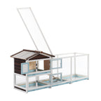 Outdoor Multi-Level Fir Wood Small Animal Rabbit Hutch with Removable Cleaning Trays