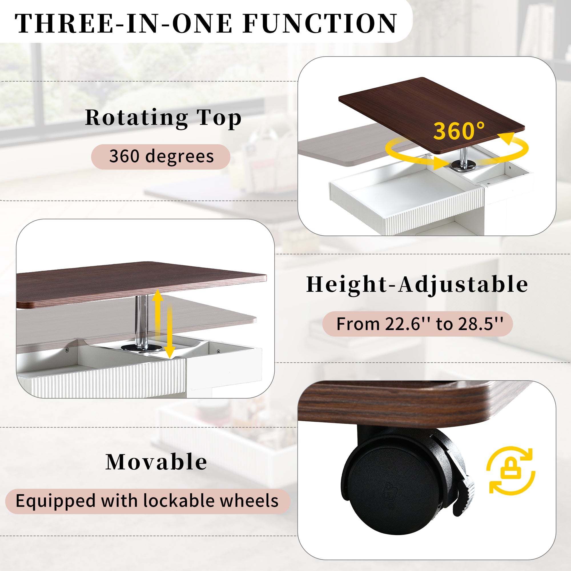 U-Can Adjustable End Table with Wheels