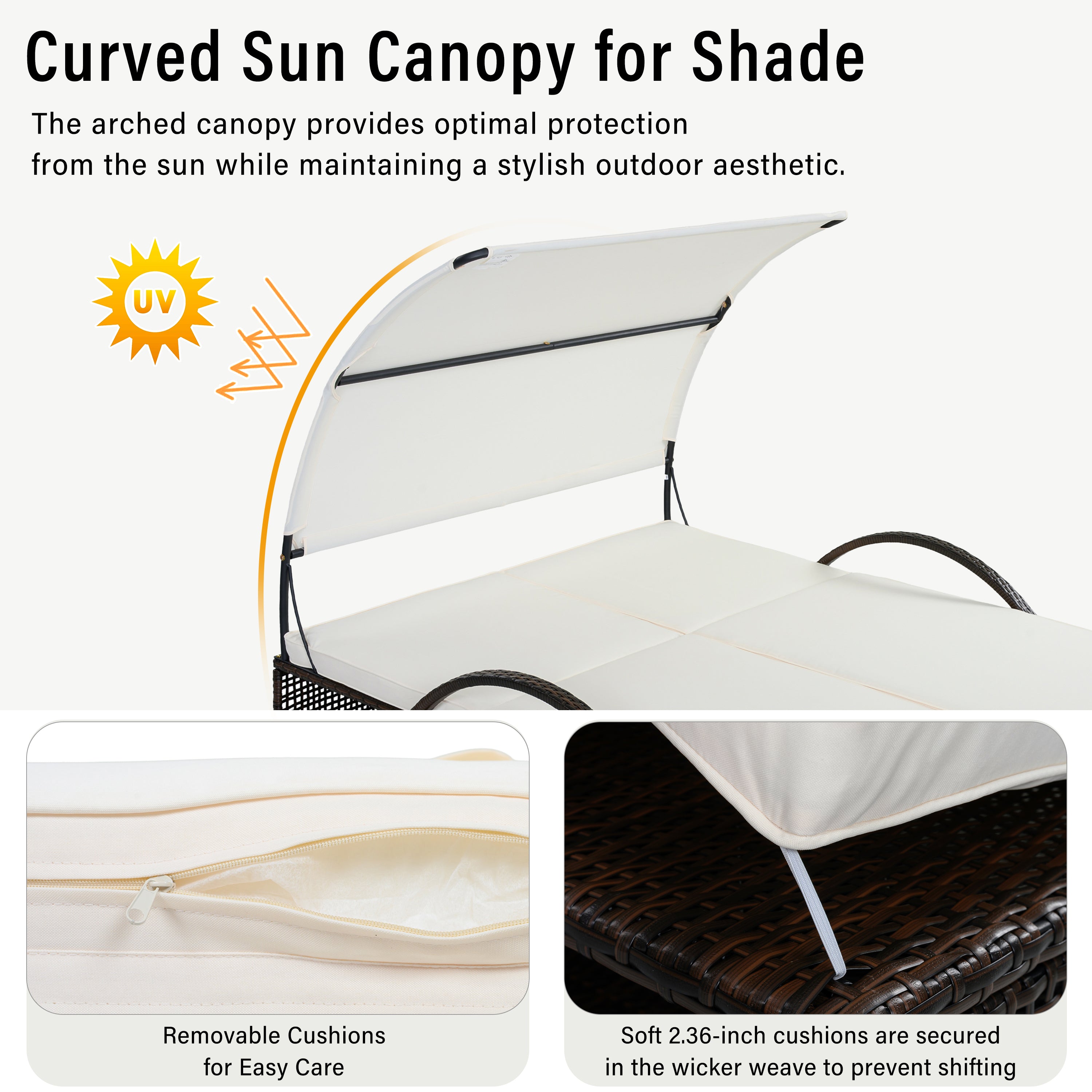 U_STYLE Outdoor Steel Frame Sun Lounger