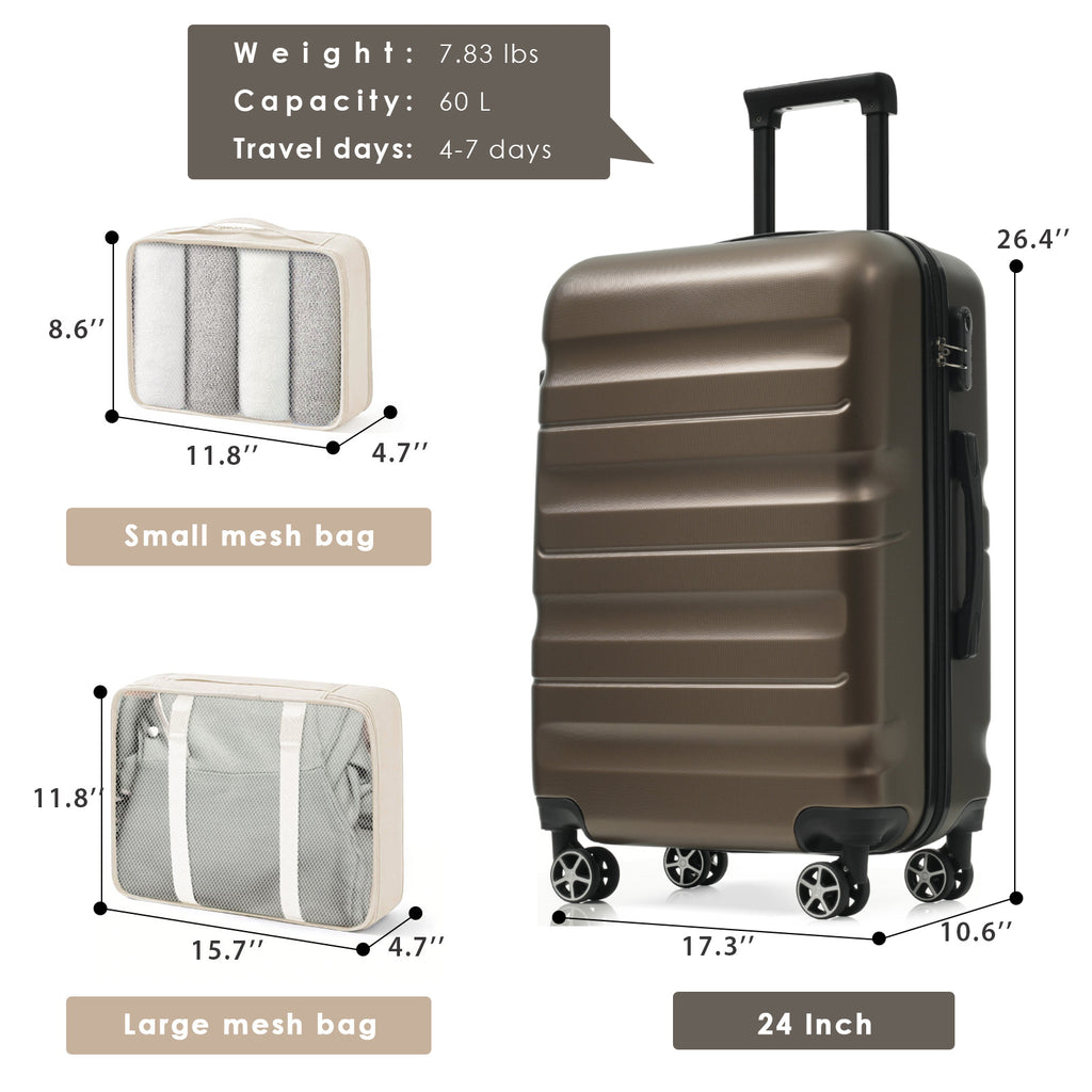 Hardshell ABS Luggage Set - 24-Inch Checked Suitcase