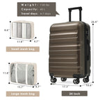 Hardshell ABS Luggage Set - 24-Inch Checked Suitcase