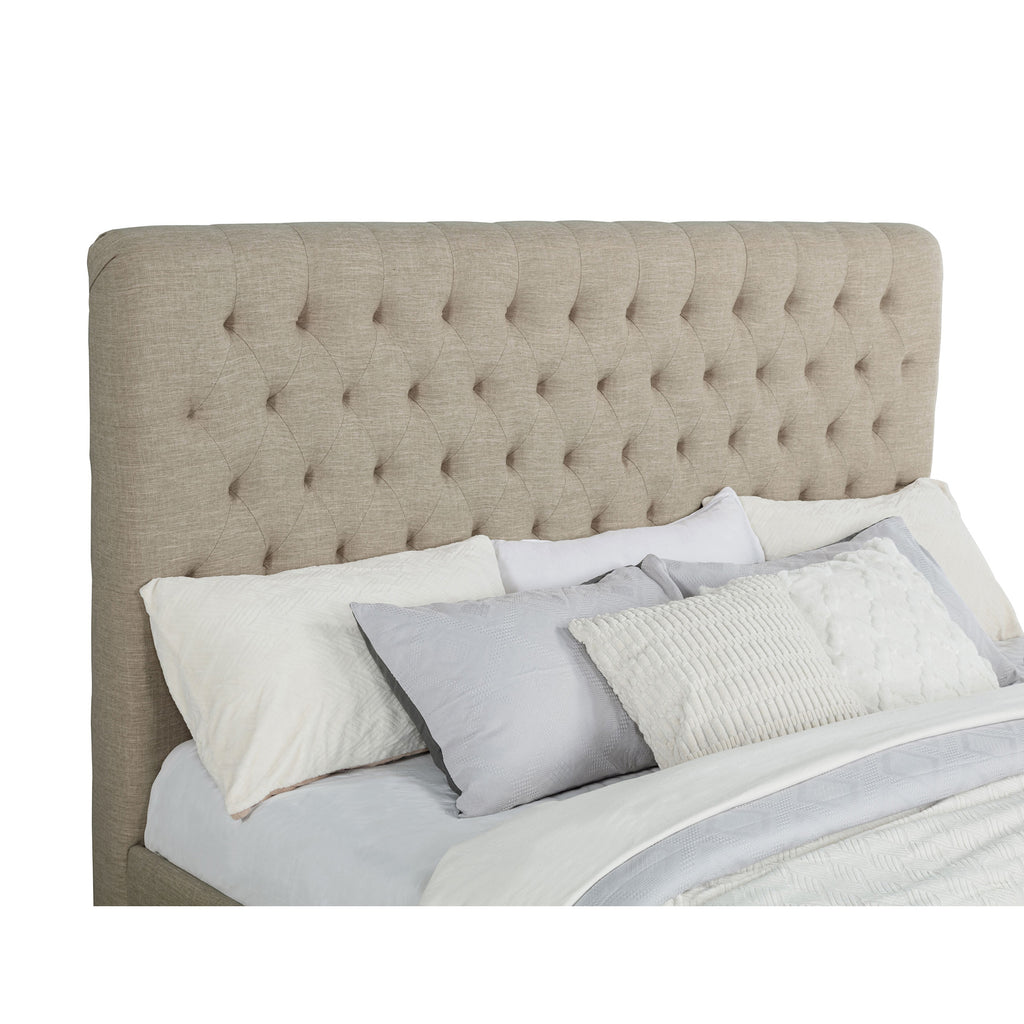 Copper Oatmeal Upholstered Eastern King Panel Bed