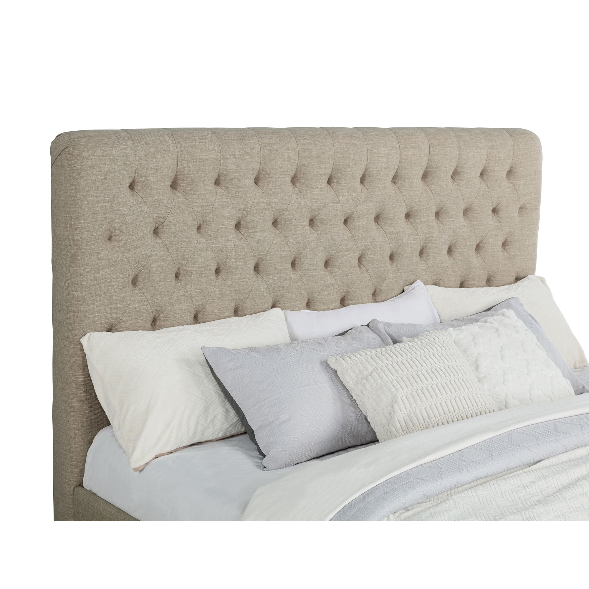 Copper Oatmeal Upholstered Eastern King Panel Bed