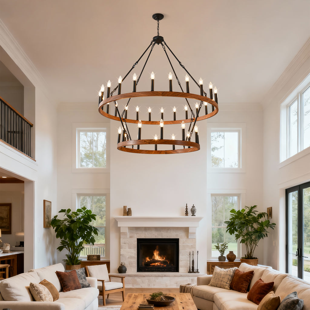 47.24 Inch Large Wagon Wheel Chandelier