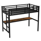Metal Twin XL Loft Bed with Power Outlet and LED Light