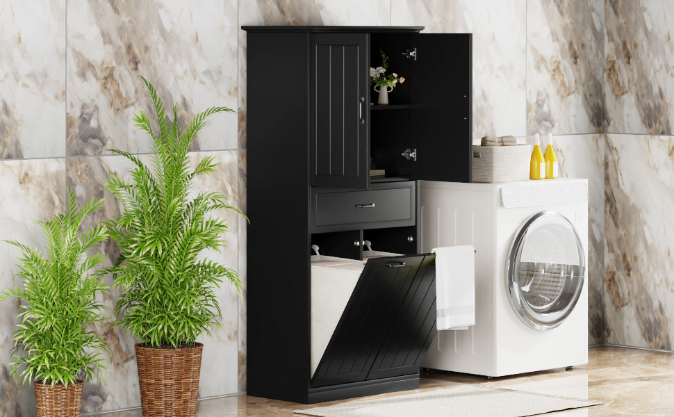Bathroom Storage Cabinet with Two Laundry Baskets