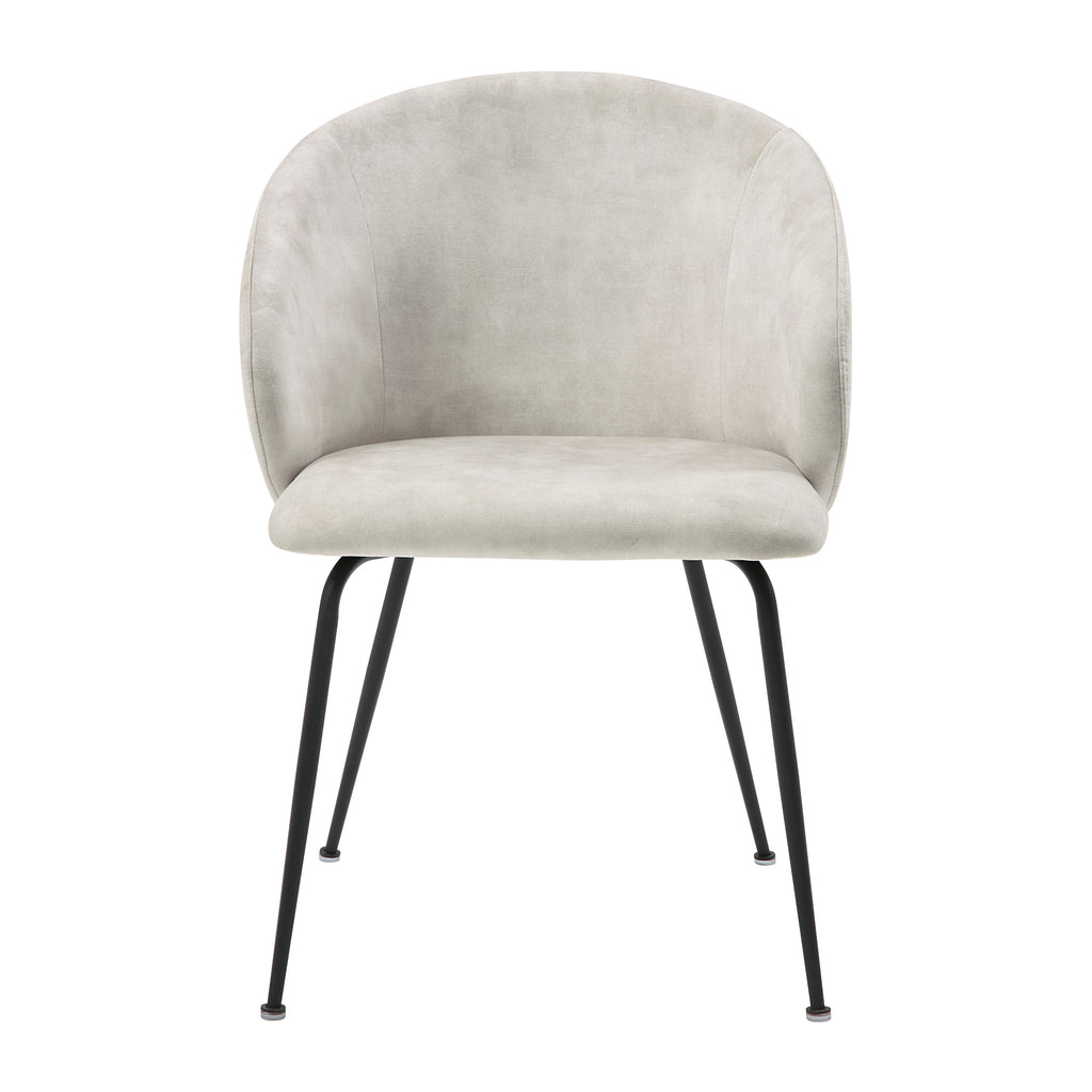 Beige Velvet Fabric Upholstery Side Chairs 2pc Set